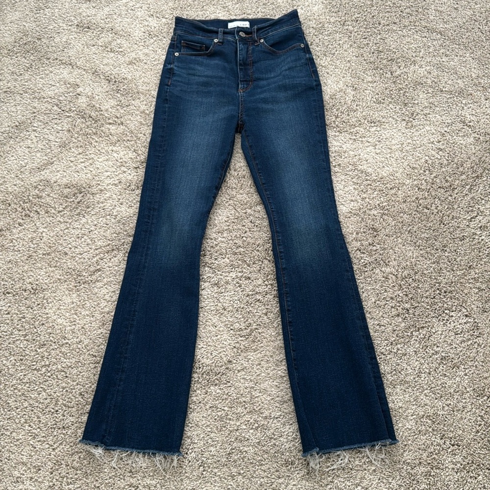 Loft’s The Slim Flare high-rise jeans in petite